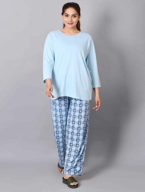 women light blue nightwear pyjama set - 21645569 - Very Small Image - 1