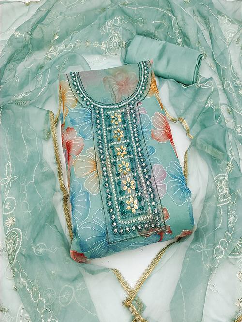 women embellished 3-piece floral unstitched dress material  - 21645869 - Very Small Image - 1