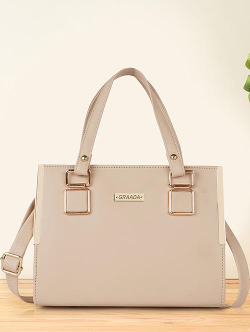 women cream plain handbag - 21646717 - Very Small Image - 1
