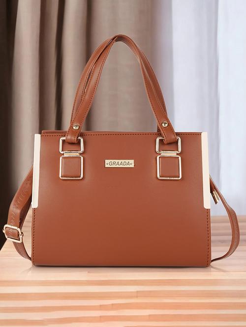 women tan plain handbag - 21646721 - Very Small Image - 1