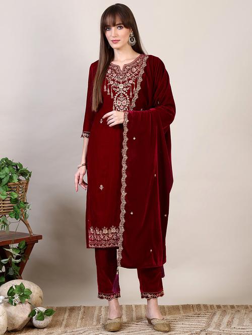 women three quarter sleeve kurta pant with dupatta set - 21646848 - Very Small Image - 1