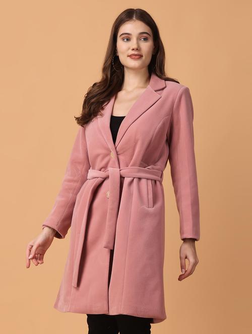 women lapel neck solid trench coat - 21647160 - Very Small Image - 1