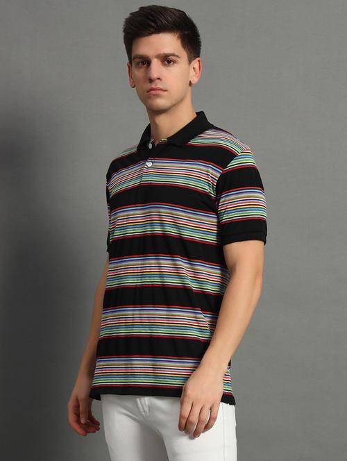 men striped short sleeve polo t-shirt - 21647276 - Very Small Image - 1