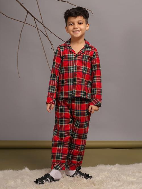 boys check nightwear pyjama set - 21648639 - Very Small Image - 1