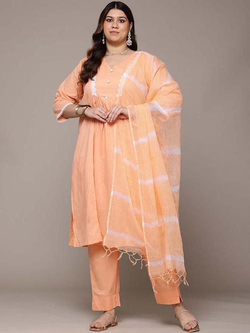women three quarter sleeve kurta pant with dupatta set - 21648686 - Very Small Image - 1