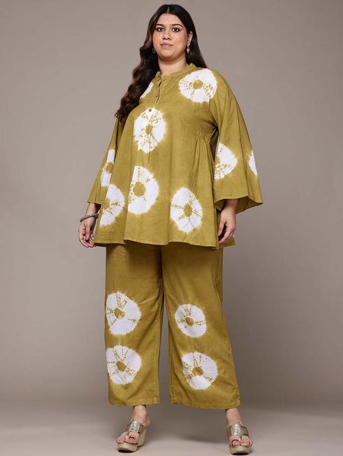 women tie & dye plus size mandarin neck co-ords set - 21648701 - Very Small Image - 1