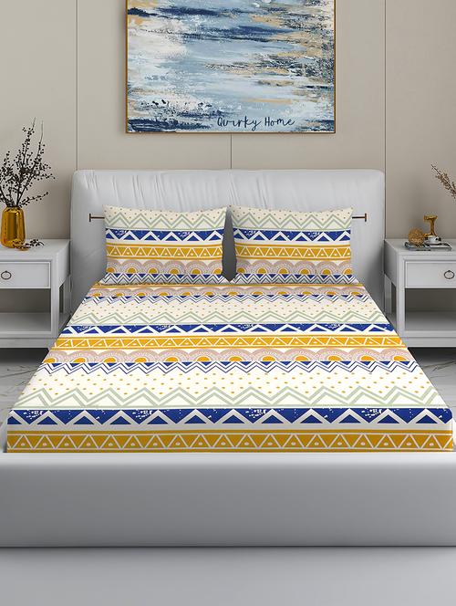 quirky home fantasy premium cotton blend 180 tc king flat double wrinklefree bedsheet with 2 pillow covers - 21648716 - Very Small Image - 1