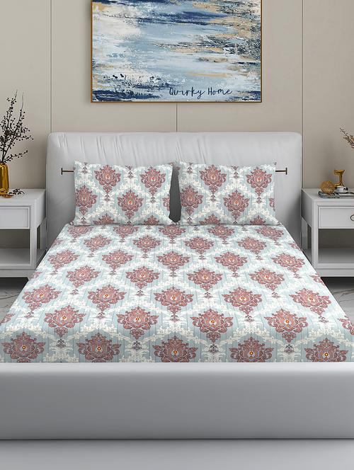 quirky home fantasy premium cotton blend 180 tc king flat double wrinklefree bedsheet with 2 pillow covers - 21648717 - Very Small Image - 1