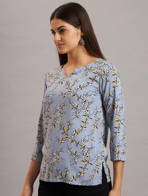 women floral printed notch neck straight kurti - 21648739 - Very Small Image - 1