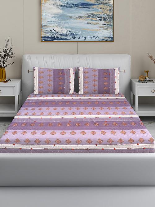 quirky home rome premium cotton blend 180 tc king flat double wrinklefree bedsheet with 2 pillow covers - 21648794 - Very Small Image - 1