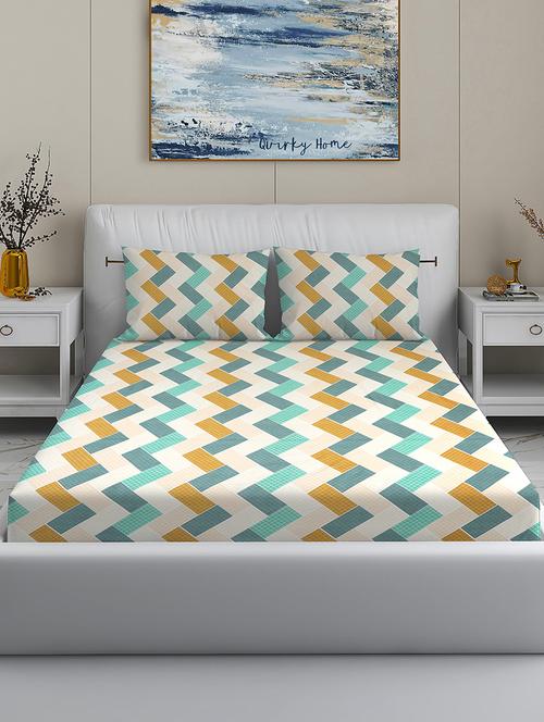 quirky home rome premium cotton blend 180 tc king flat double wrinklefree bedsheet with 2 pillow covers - 21648907 - Very Small Image - 1