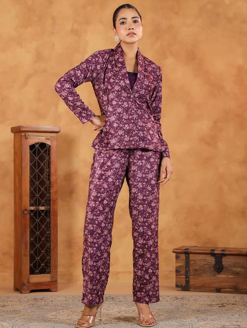 women purple jacket and trouser co-ords set - 21648914 - Very Small Image - 1