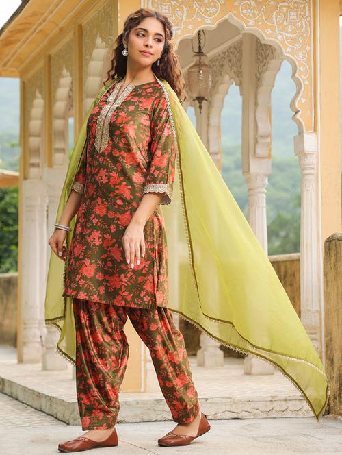 women floral kurta salwar set with dupatta - 21648926 - Very Small Image - 1