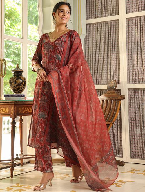 women floral kurta palazzo set with dupatta - 21648931 - Very Small Image - 1