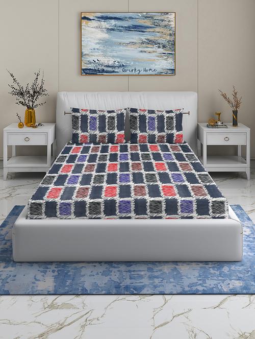 quirky home fantasy premium cotton blend 180 tc queen flat double wrinklefree bedsheet with 2 pillow covers - 21649115 - Very Small Image - 1