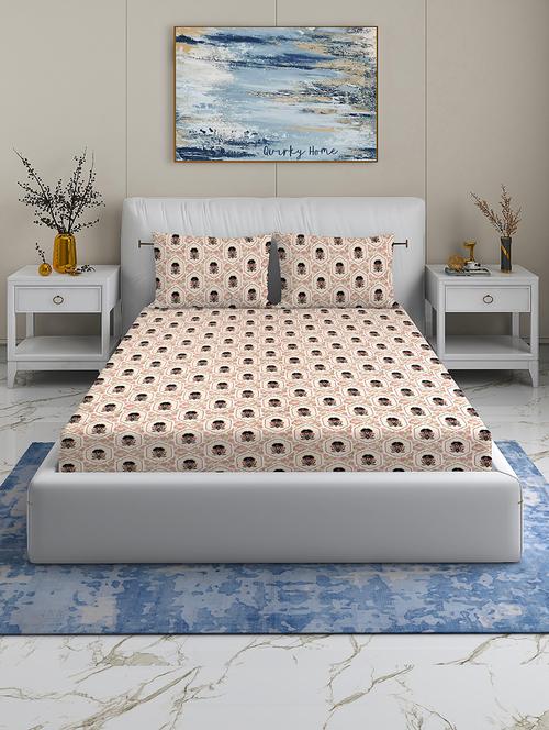 quirky home fantasy premium cotton blend 180 tc queen flat double wrinklefree bedsheet with 2 pillow covers - 21649123 - Very Small Image - 1