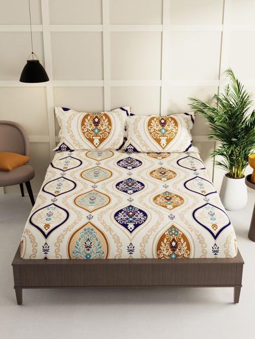 quirky home fantasy premium cotton blend 180 tc queen fitted double wrinklefree bedsheet with 2 pillow covers - 21649341 - Very Small Image - 1