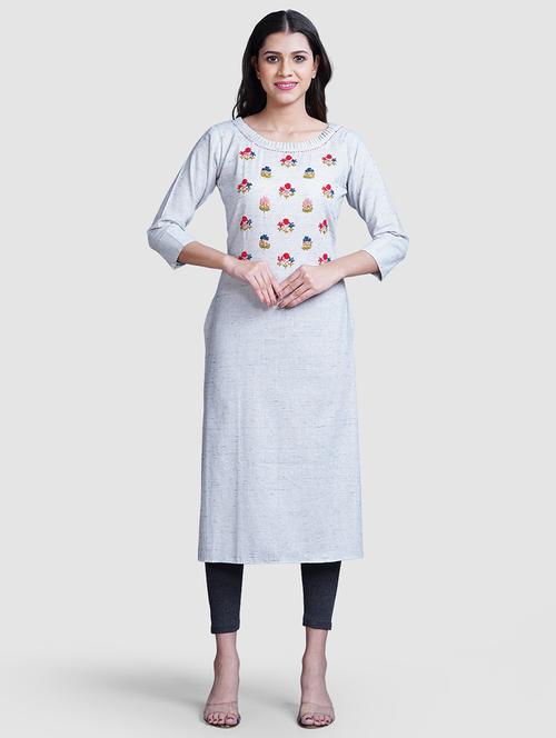 cream khadi straight kurta - 21649348 - Very Small Image - 1