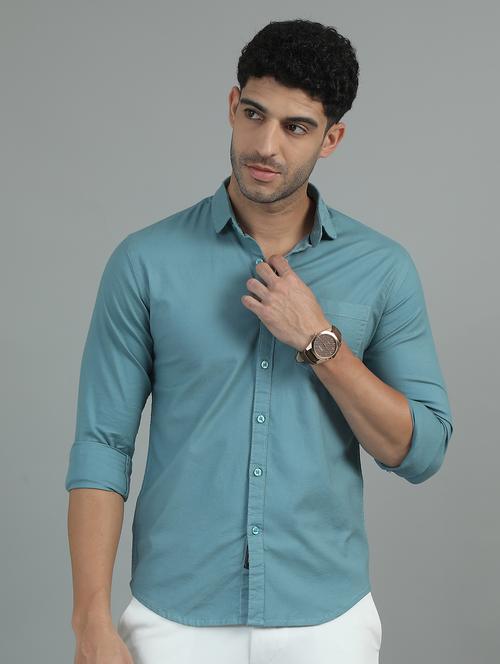 men long sleeves solid casual shirt - 21649386 - Very Small Image - 1