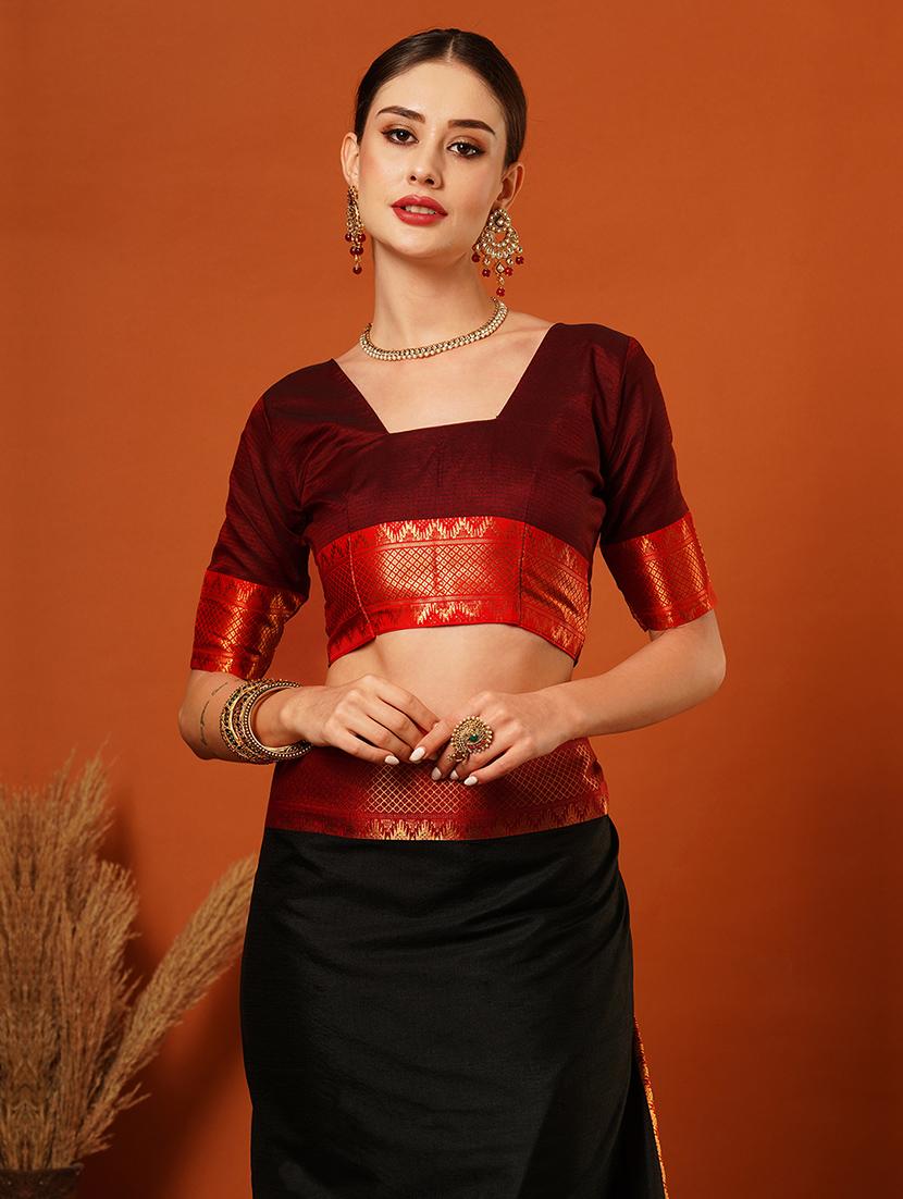 women solid bordered saree - 21649522 - Standard Image - 4