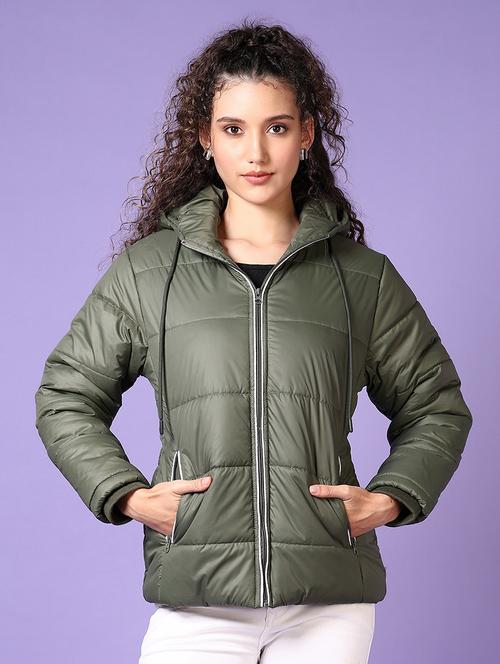 women solid long sleeves puffer jacket - 21649755 - Very Small Image - 1