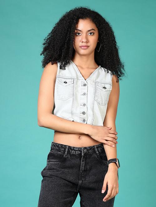 women solid sleeveless vest top - 21649777 - Very Small Image - 1