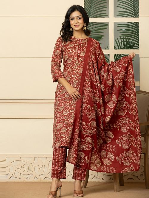 women floral kurta pant set with dupatta - 21649913 - Very Small Image - 1