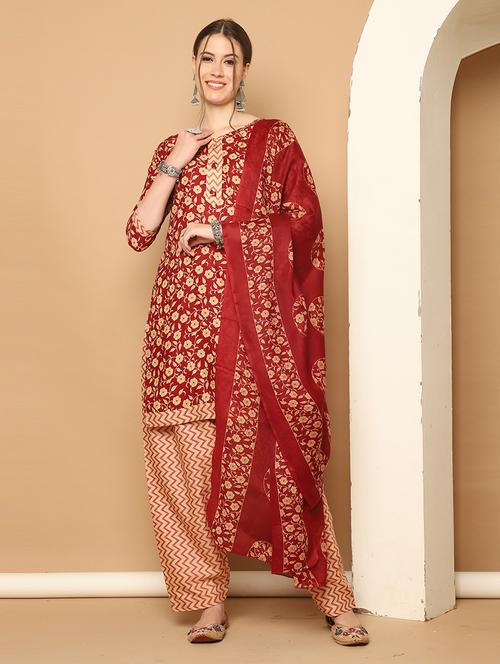 women three quarter sleeve kurta salwar with dupatta set - 21650324 - Very Small Image - 1