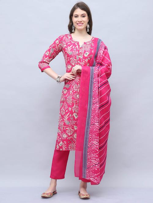 women three quarter sleeve kurta pant with dupatta set - 21650338 - Very Small Image - 1