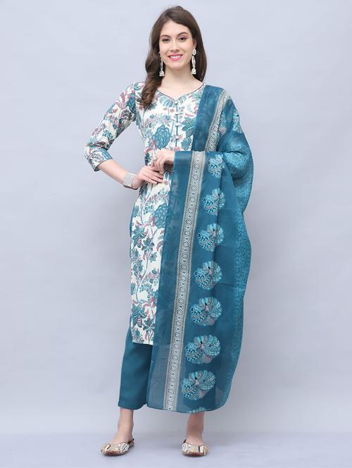 women floral kurta pant set with dupatta - 21650340 - Very Small Image - 1
