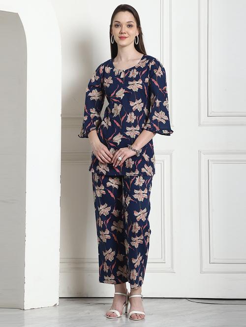 women printed cotton top and trouser co-ord set - 21650367 - Very Small Image - 1