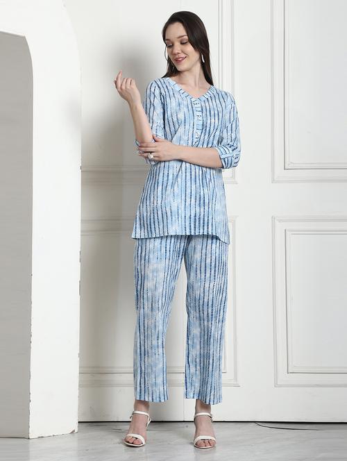 women printed cotton top and trouser co-ord set - 21650368 - Very Small Image - 1