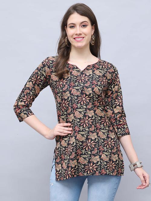 women printed three quarter sleeve tunic - 21650375 - Very Small Image - 1