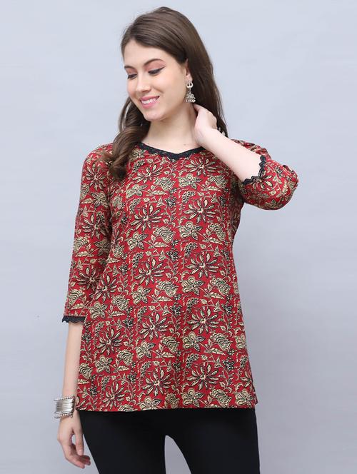 women printed three quarter sleeve tunic - 21650376 - Very Small Image - 1