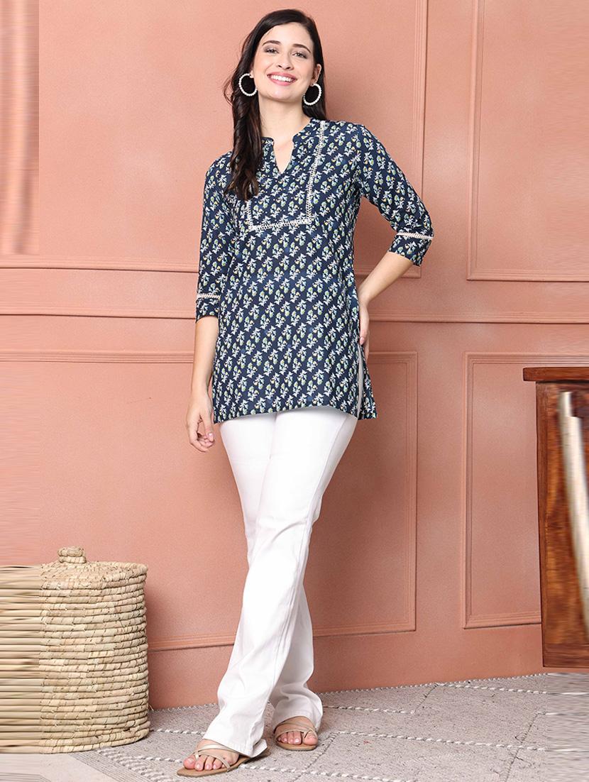 women printed three quarter sleeve tunic - 21650388 - Zoom Image - 2