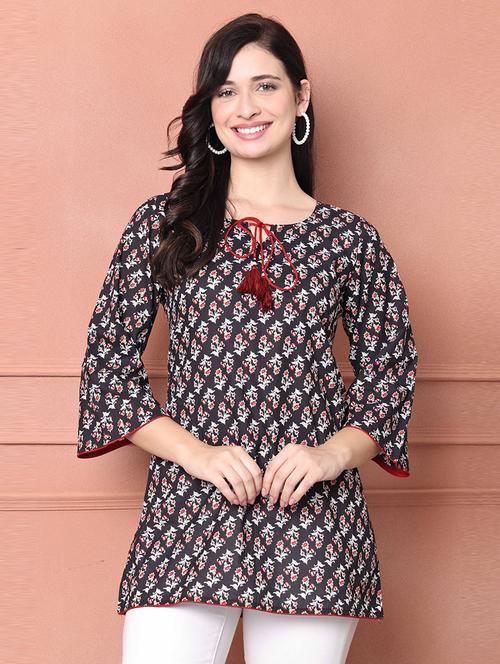 women printed three quarter sleeve tunic - 21650420 - Very Small Image - 1