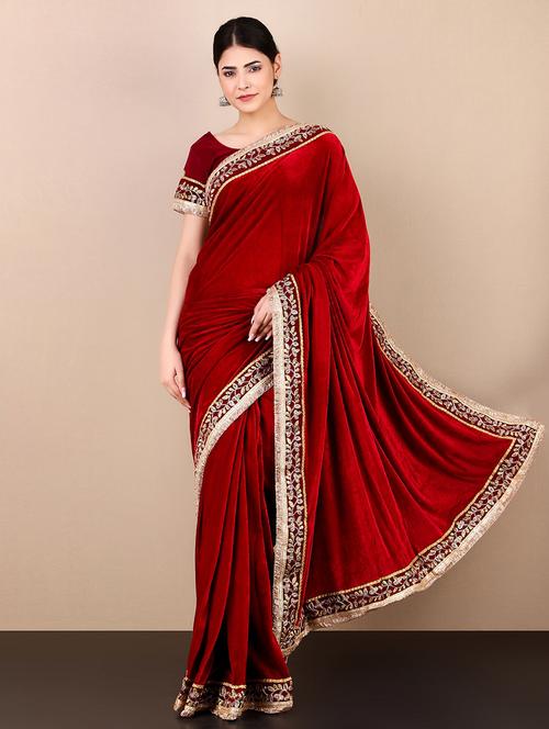 women solid with lace bordered saree - 21650431 - Very Small Image - 1