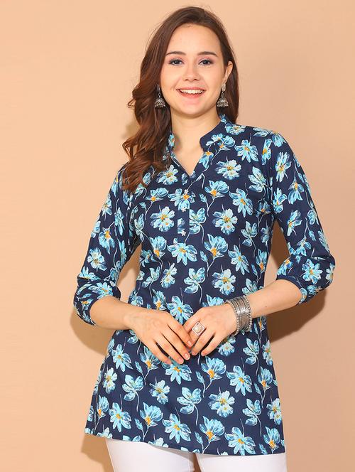 women printed three quarter sleeve tunic - 21650493 - Very Small Image - 1