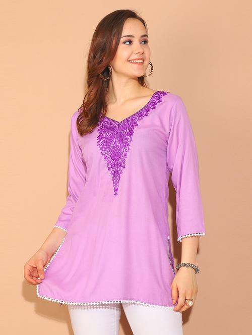 women embroidered straight tunic - 21650502 - Very Small Image - 1