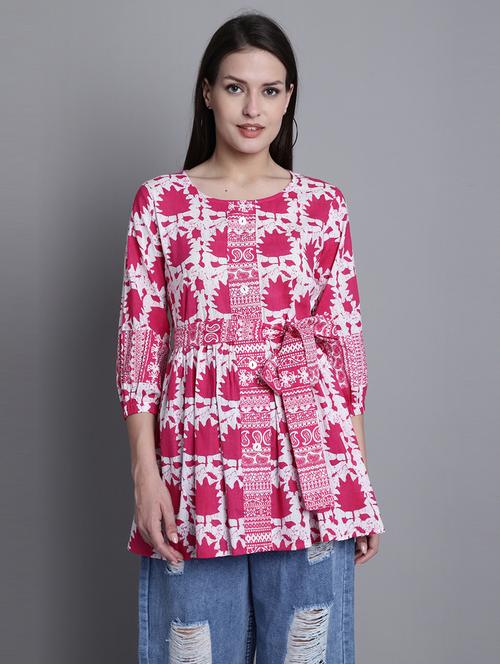 women printed three quarter sleeve tunic - 21650534 - Very Small Image - 1