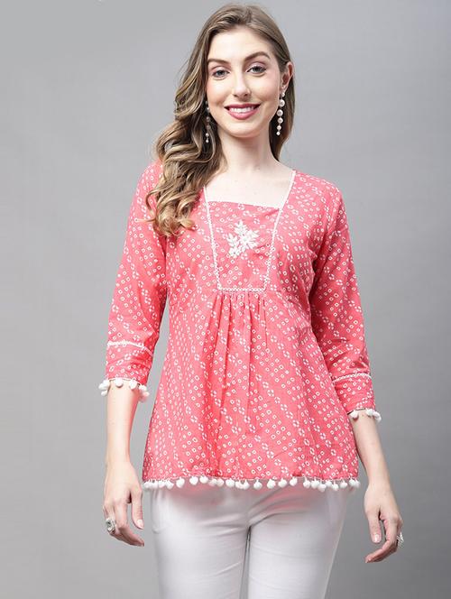 women printed three quarter sleeve tunic - 21650551 - Very Small Image - 1