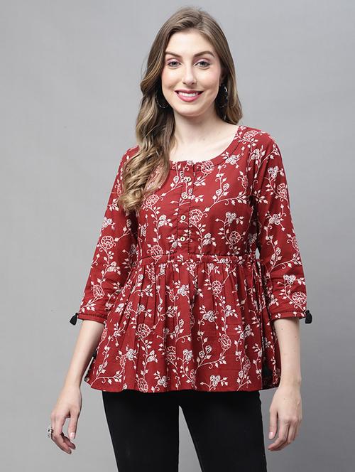 women printed three quarter sleeve tunic - 21650552 - Very Small Image - 1