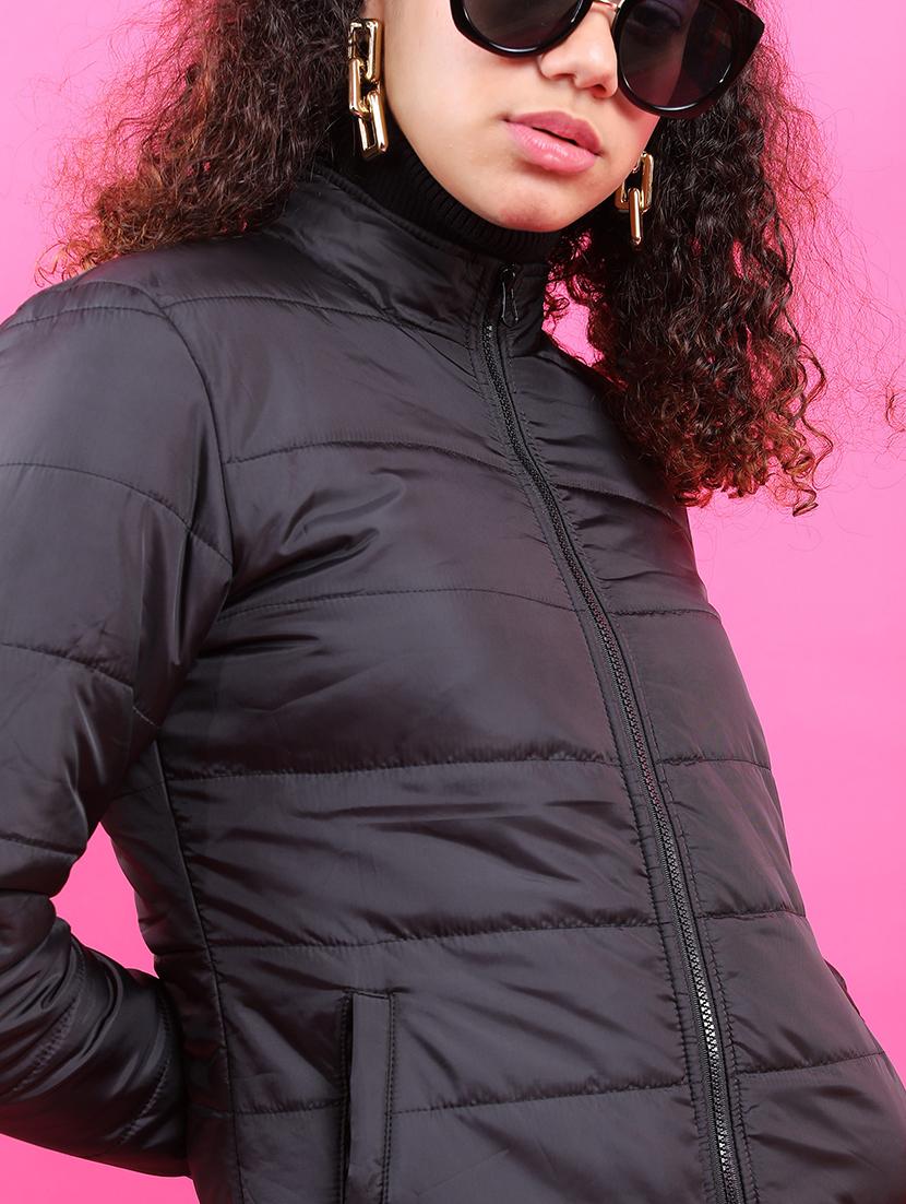 women solid long sleeves quilted jacket - 21650971 - Standard Image - 4