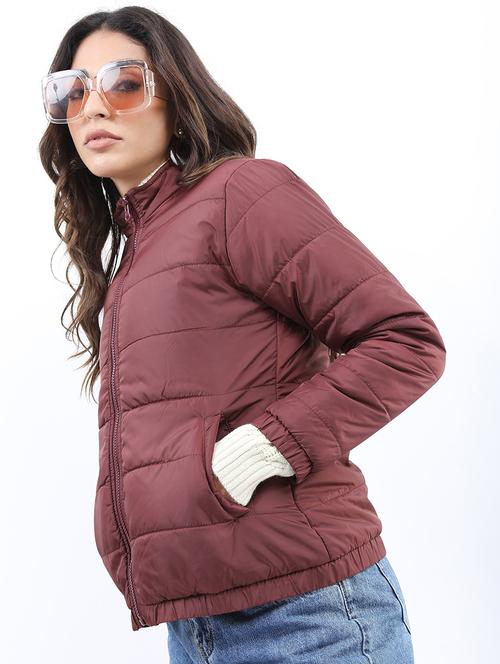 women solid long sleeves quilted jacket - 21650980 - Very Small Image - 1