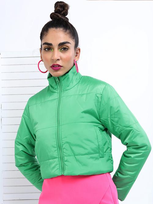 women solid long sleeves quilted jacket - 21650984 - Very Small Image - 1