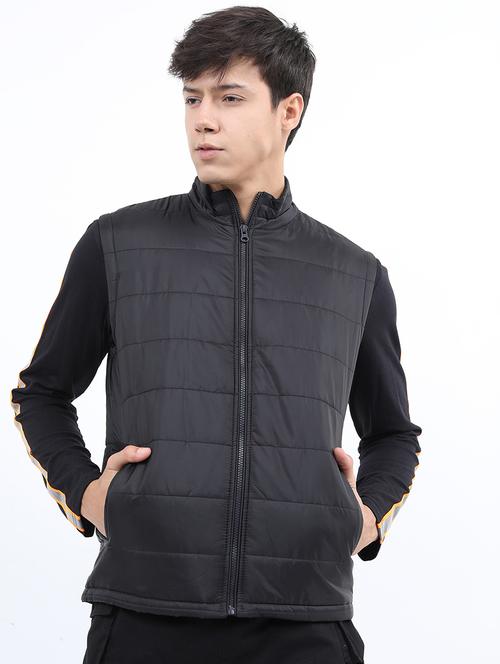 men solid sleeveless quilted jacket - 21651050 - Very Small Image - 1
