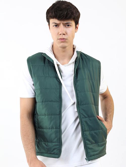 men solid sleeveless quilted jacket - 21651057 - Very Small Image - 1