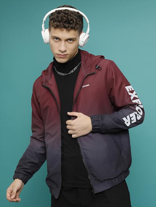 men printed long sleeve hooded bomber jacket - 21651076 - Very Small Image - 1