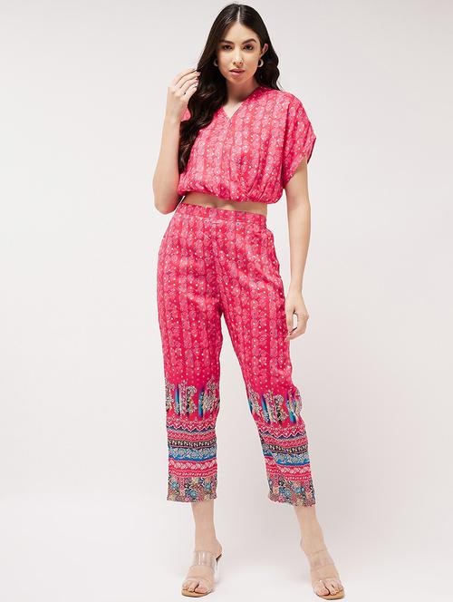 women printed top and trouser co-ord set - 21651483 - Very Small Image - 1