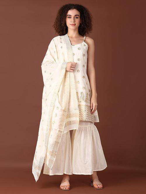 women off white kurta sharara set with dupatta - 21651541 - Very Small Image - 1